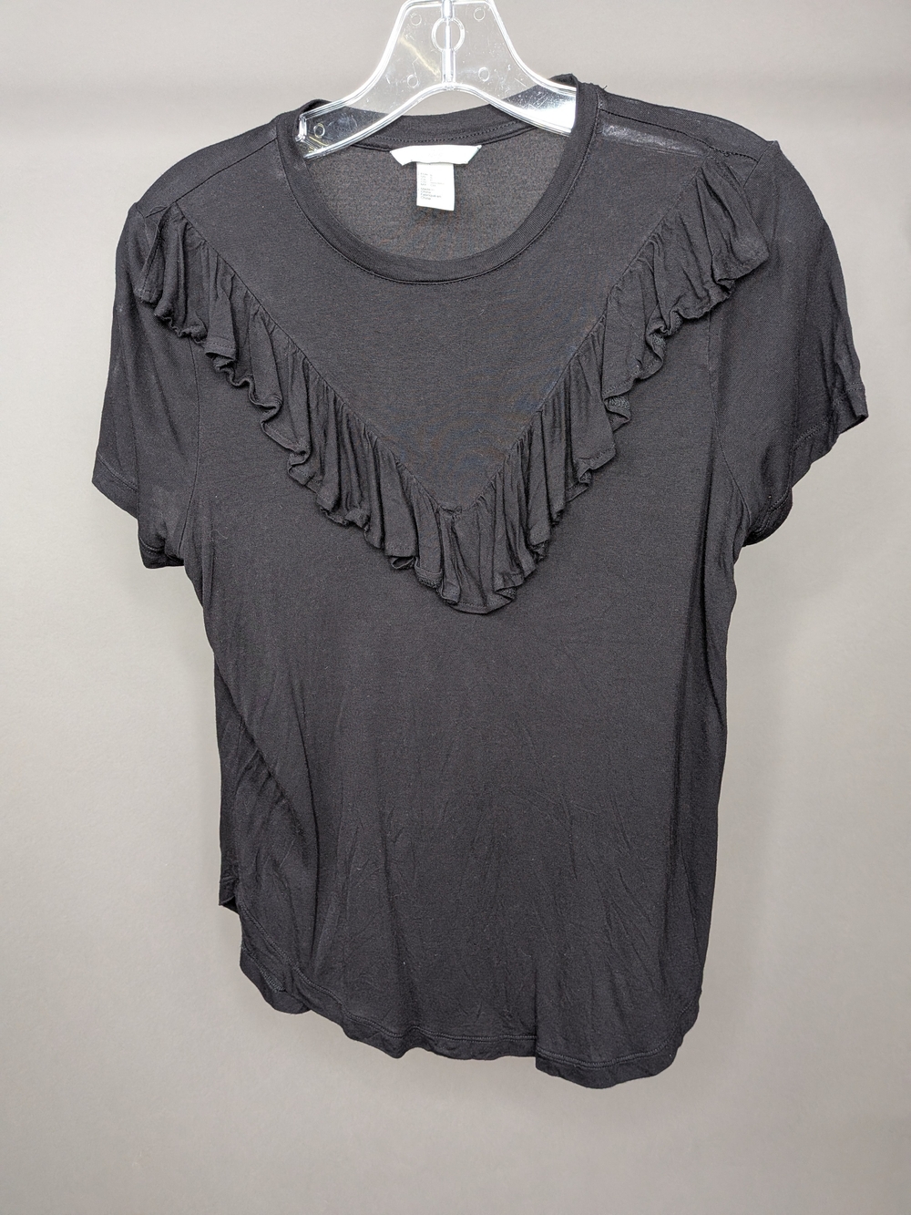 H&M Black Ruffle Detail Tee